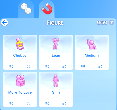 Figure category. The options are Chubby, Lean, Medium, More to Love and Slim.